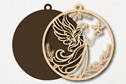 Christmas Angel Ornament SVG, a Work Illustration by Digital Artistic99 (Thumbnail 2 of 4)