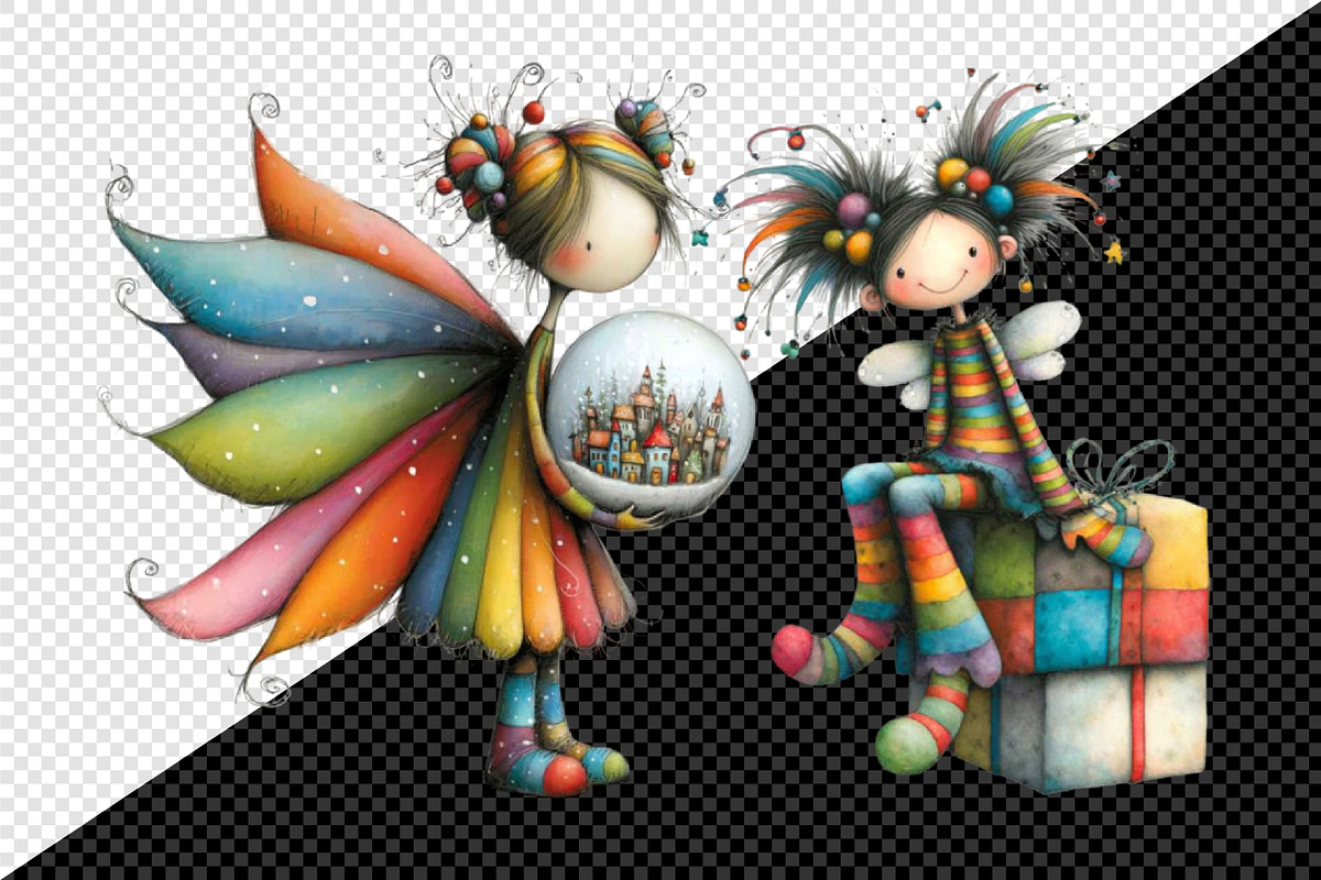 Whimsical Christmas Fairy Clipart, an Illustration by Creative Art (Photo 11 of 12)