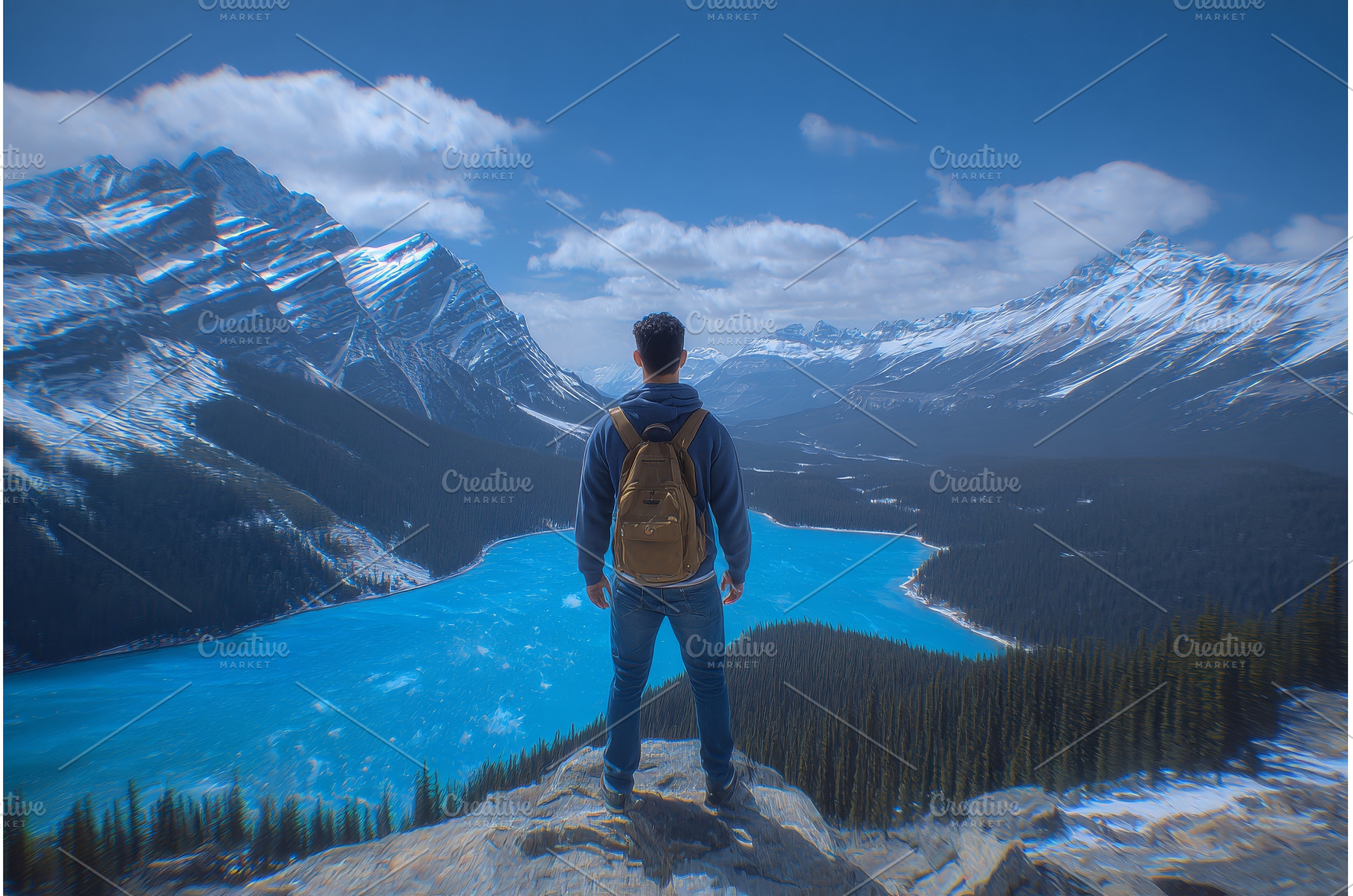At Peyto Lake, a tourist who enjoys, a Person Photo by ZinetroN