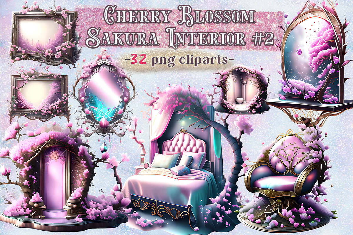 Cherry Blossom Sakura Interior #2, a Seasonal Illustration by EdeniaArtStudio (Photo 1 of 8)