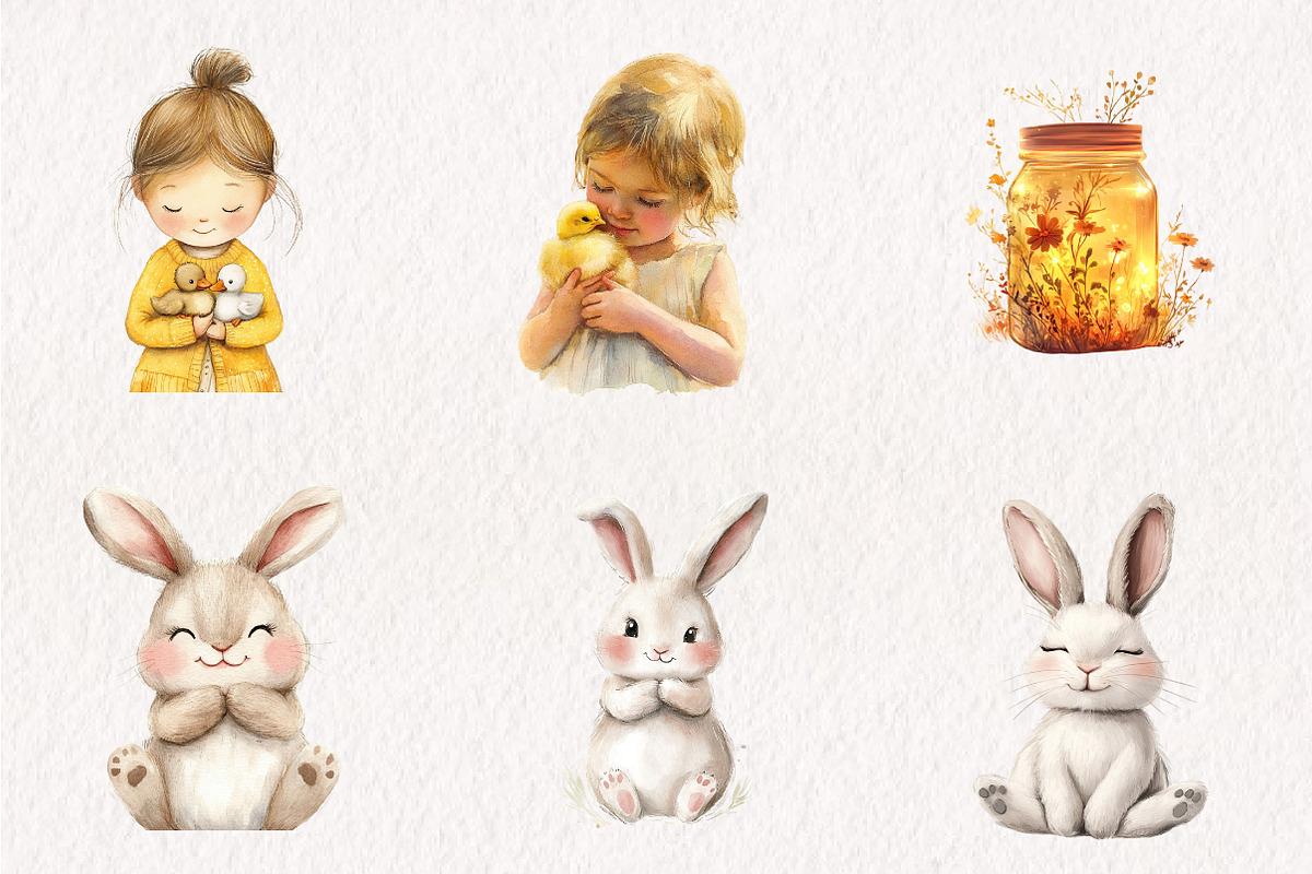 Watercolor Cute Spring Collection, an Illustration by CreationArt (Photo 2 of 10)