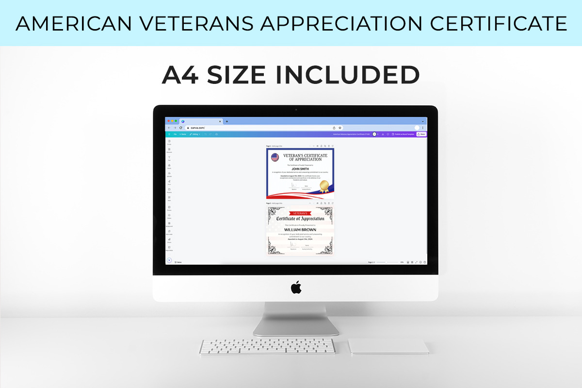 American Service Certificate Canva, a Card Template by Snapybiz (Photo 9 of 11)