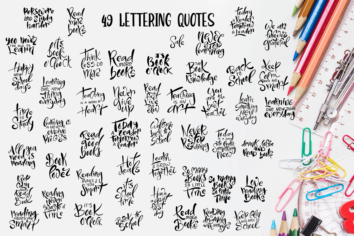 School days-clipart+lettering, an Education Illustration by Astarte_design (Photo 6 of 11)