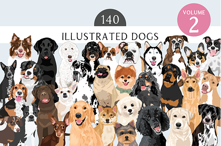 140 Detailed Dogs Vol. 2 Art Bundle, an Illustration by Putnam Road Art