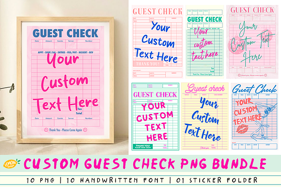 Custom Trendy Guest Check PNG Bundle preview 8