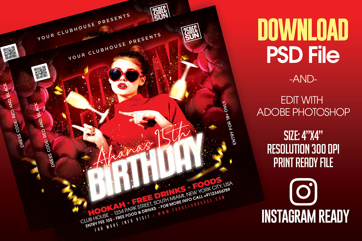 Birthday Flyer, a Templates & Theme by MithilaCreation (Photo 2 of 6)