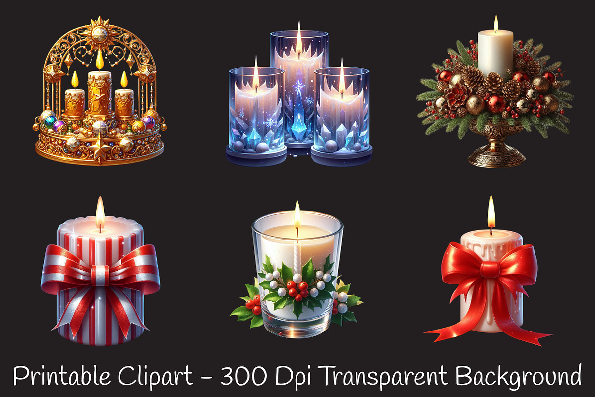 Christmas Candles Watercolor Art, an Illustration by RobertsArt (Photo 5 of 7)