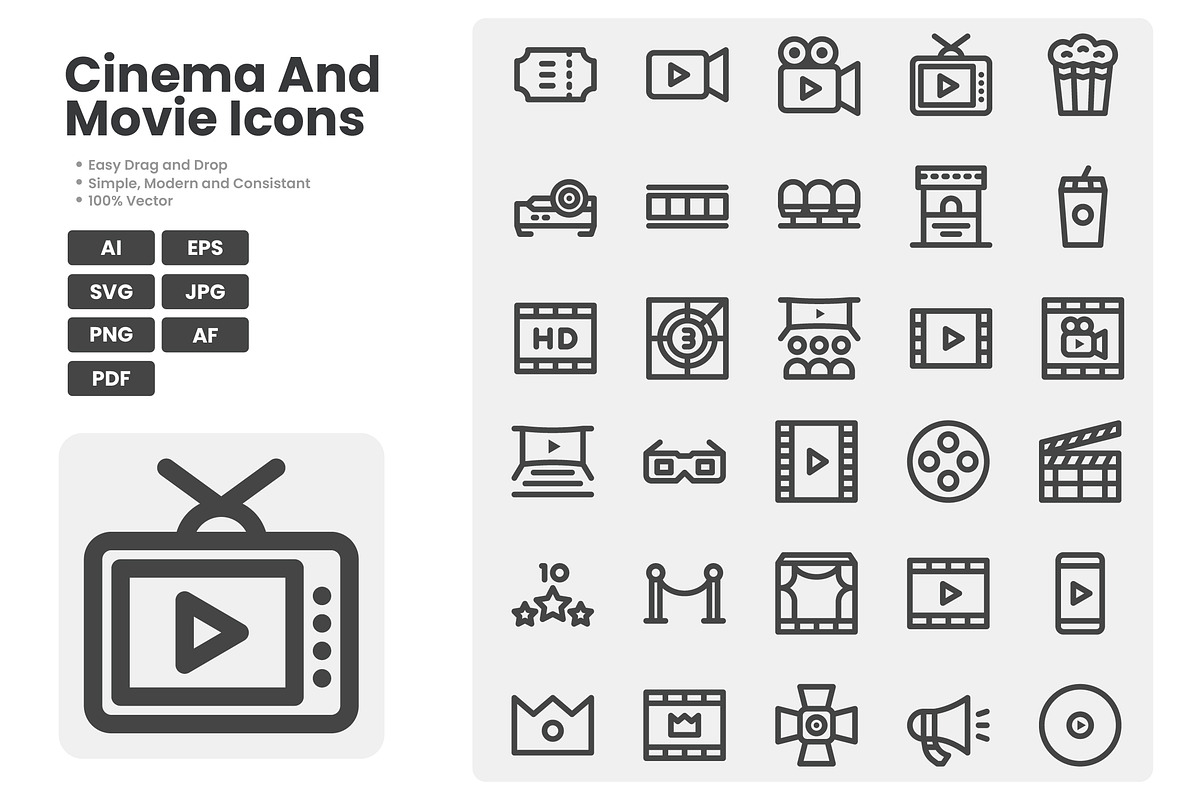 Cinema And Movie Icon Pack, an Outline Icon by erifqizeicon (Photo 1 of 3)