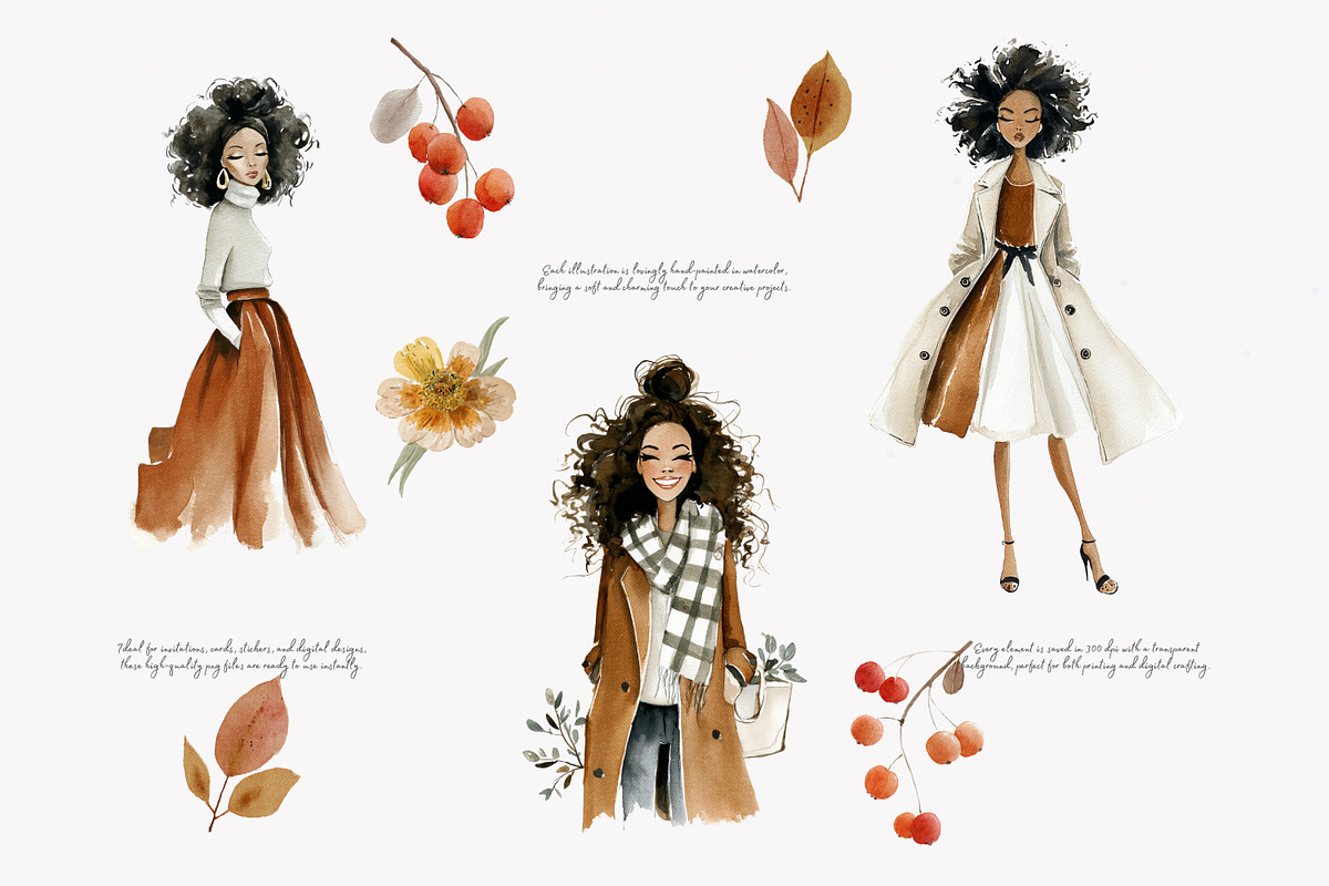 Autumn watercolor clipart set, a Decorative Illustration by Patishop Art (Photo 2 of 9)