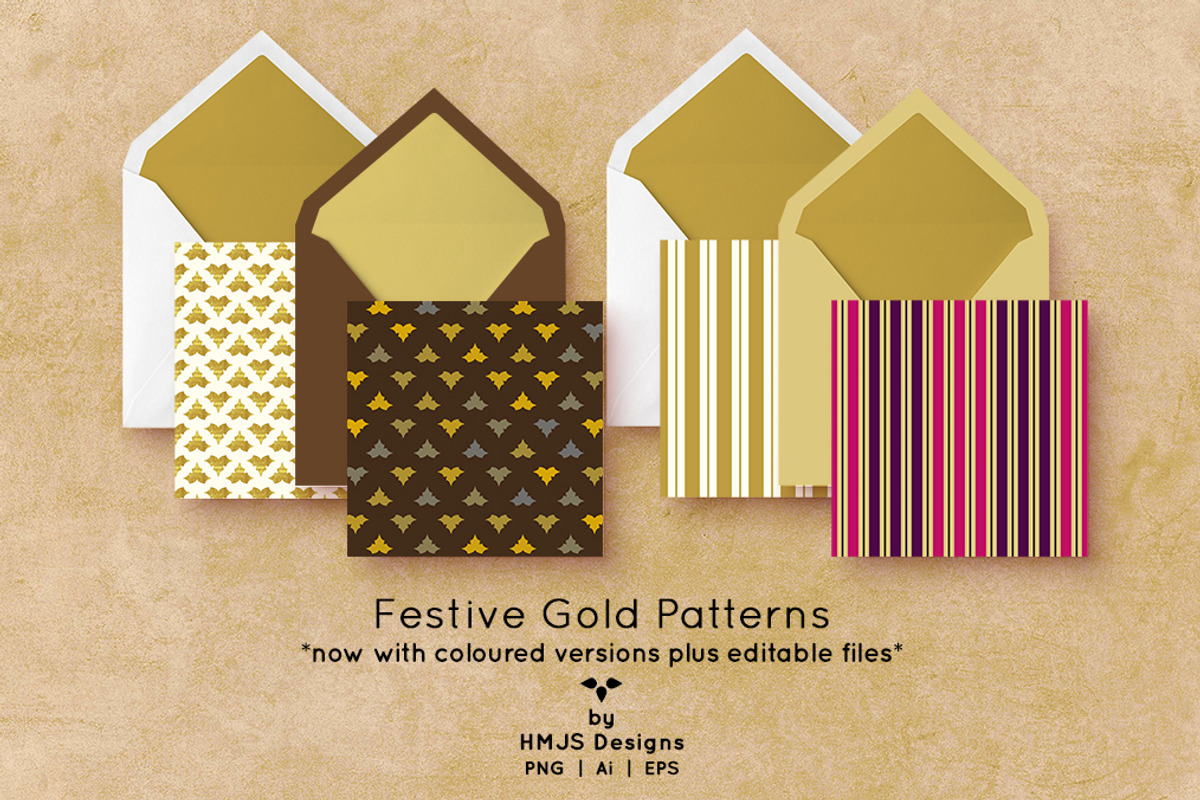 Festive Gold Patterns, a Pattern Graphic by HMJS Designs (Photo 1 of 7)