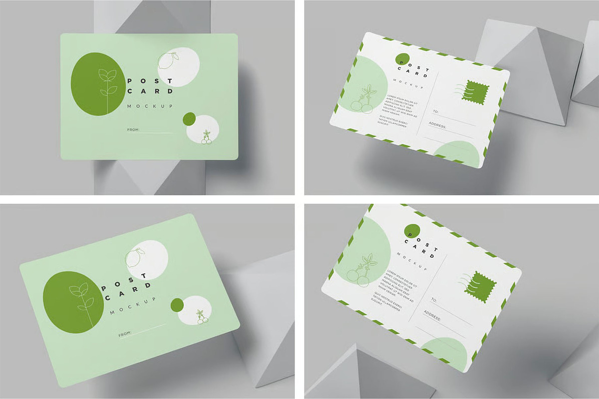 Rounded Corners Postcard Mockups, an Advertising Mockup by megostudi0 (Photo 1 of 6)