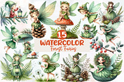 Watercolor  Forest Fairies Clipart, an Illustration by Designworld (Thumbnail 1 of 5)