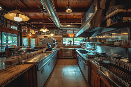A bustling restaurant kitchen featur, a Photo by Iftikhar Alam