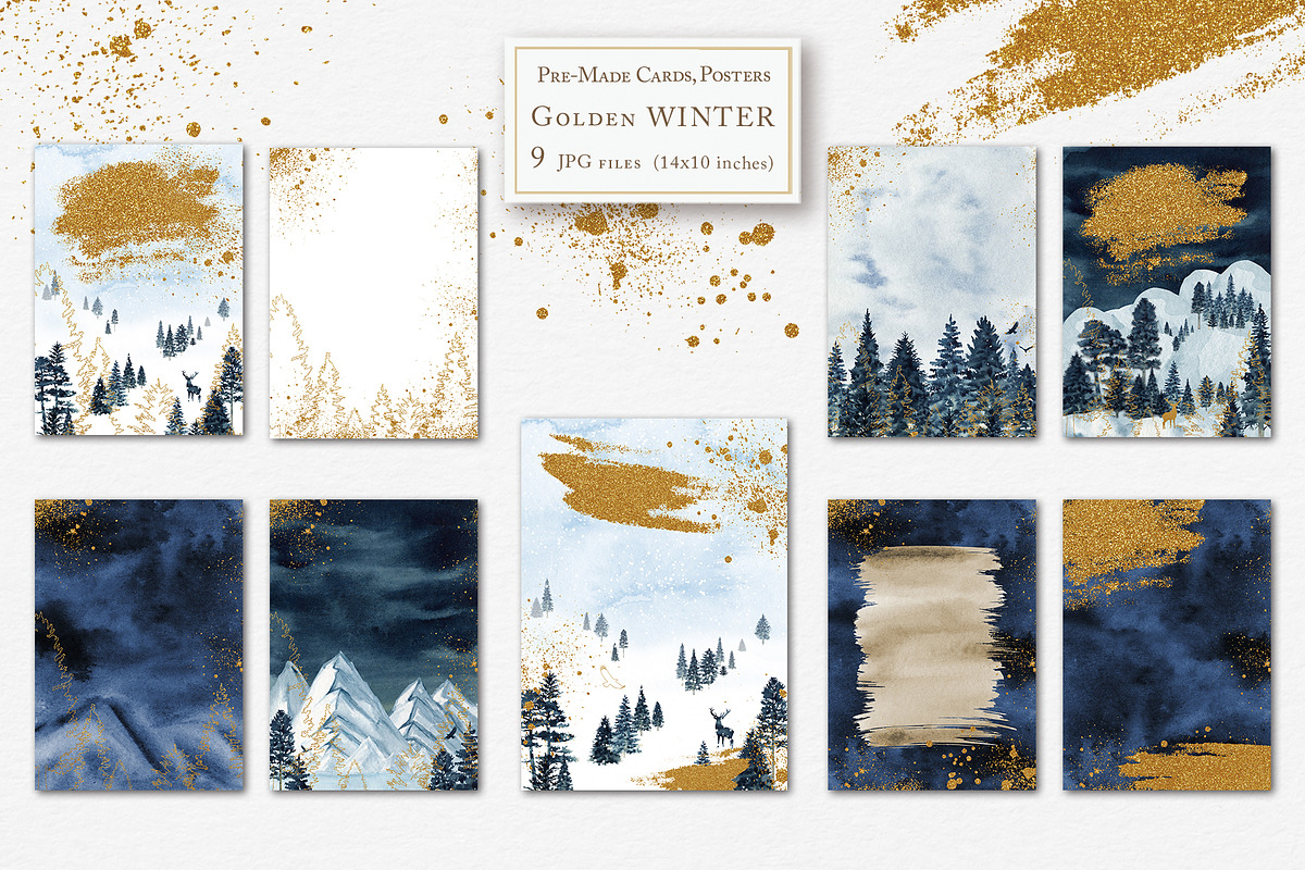 Winter Forest Mountain Gold, an Object Graphic by svetlanaARTdreams (Photo 3 of 16)