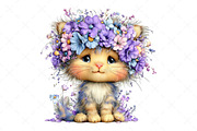 Whimsical Floral Cat Clipart Bundle, a Seasonal Illustration by Craft Nest (Thumbnail 12 of 12)
