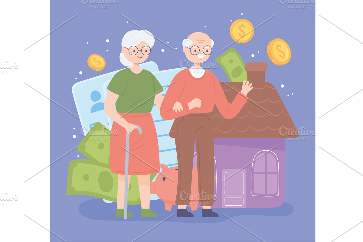 retirement couple and money, a Person Illustration by studiogstock
