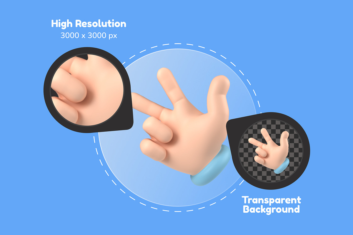 Floating 3D Hands Icons, an Object 3D Model by Vectors Market (Photo 5 of 9)