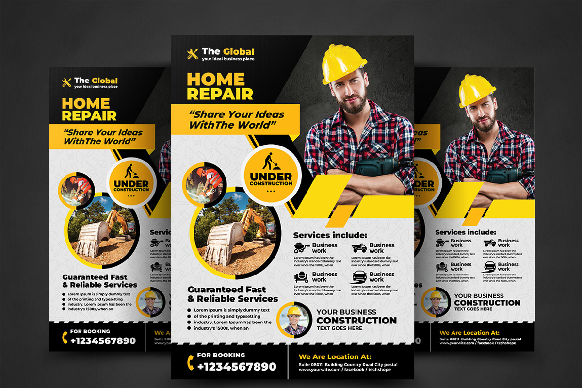 Home Repair Flyer Template, a Flyer Template by AfzaalGraphics (Photo 1 of 4)