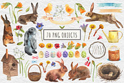 Happy Easter watercolor set, a Decorative Illustration by Julycolor (Thumbnail 2 of 10)
