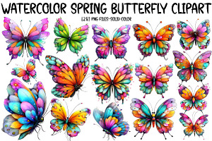 Watercolor Spring Butterfly Clipart, an Illustration by Designworld
