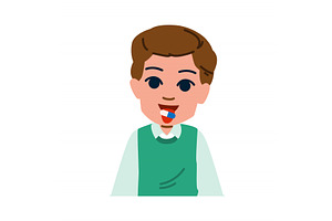 Young man taking medicine pill, an Object Illustration by pikepicture