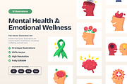 Mental Health & Emotional Wellness, a Healthcare Illustration by YossyOneStd (Thumbnail 1 of 3)