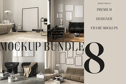 Premium Bundle of 8 Frame Mockups, a Mockup by Merien Mockup