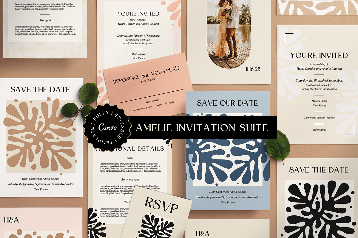 Amelie - Wedding invitation suite, a Stationery Template by SydneyResnik (Photo 1 of 7)