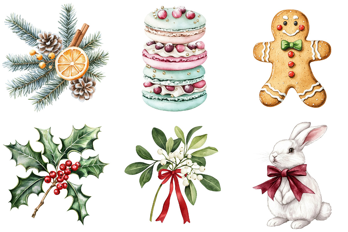 Watercolor Christmas Clipart, a Seasonal Illustration by CitraGraphics (Photo 5 of 8)
