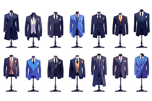 Set of male bust mannequins with, an Object Illustration by LadadikArt