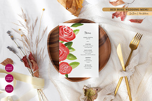Red Rose Floral Wedding Menu, a Stationery Template by Beyond Muse