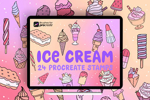 24 Procreate Ice Cream Stamp Brushes