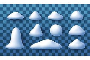 3D Set of realistic snow piles., an Object Illustration by Abscent