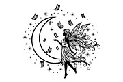 Fairy Moon Butterfly Silhouette, an Object Illustration by Gaye Art (Thumbnail 6 of 31)
