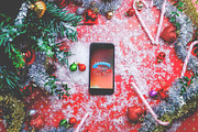 Christmas & New Year Mock-Up #1, an iPhone Mockup by EmilGuseinov (Thumbnail 1 of 2)
