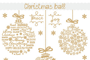 Vector christmas ball gold/white