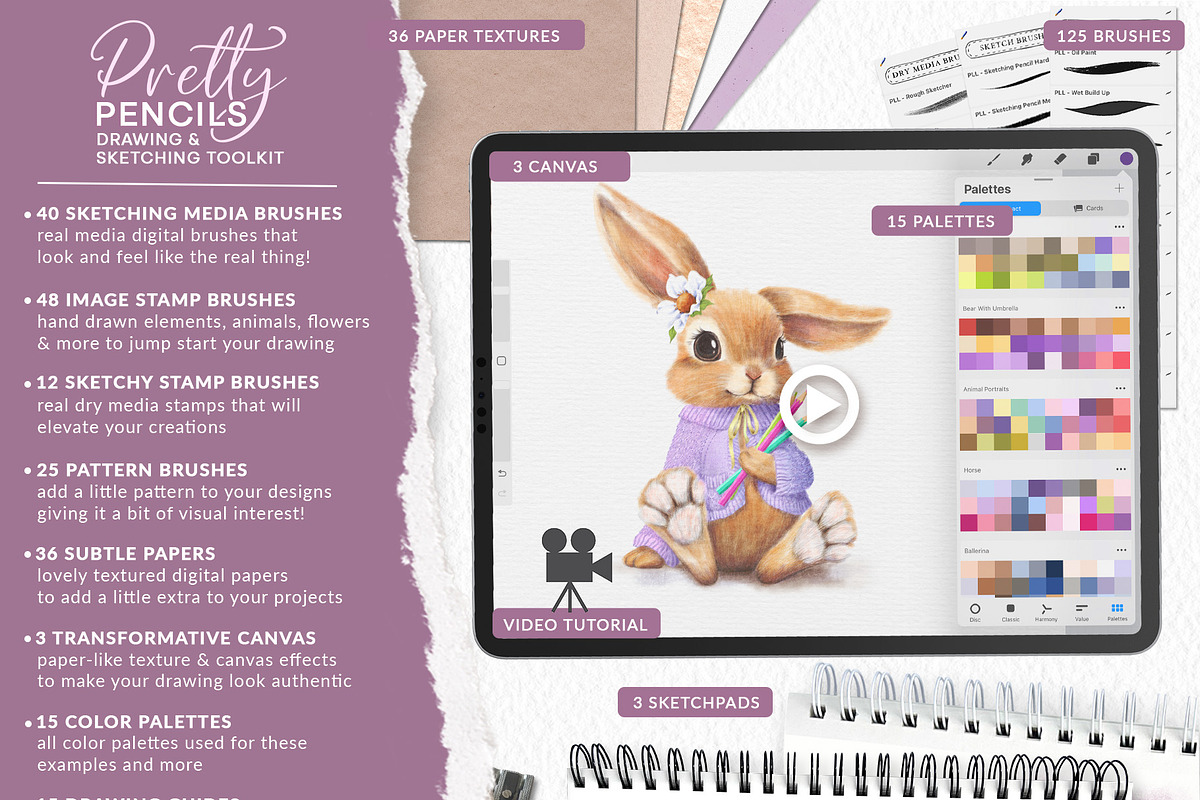 Drawing & Sketching Toolkit, a Brush Add-On by Pretty Little Lines (Photo 2 of 19)