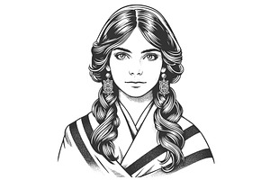 Traditional Israeli Woman Braids, a Person Illustration by AlexArt