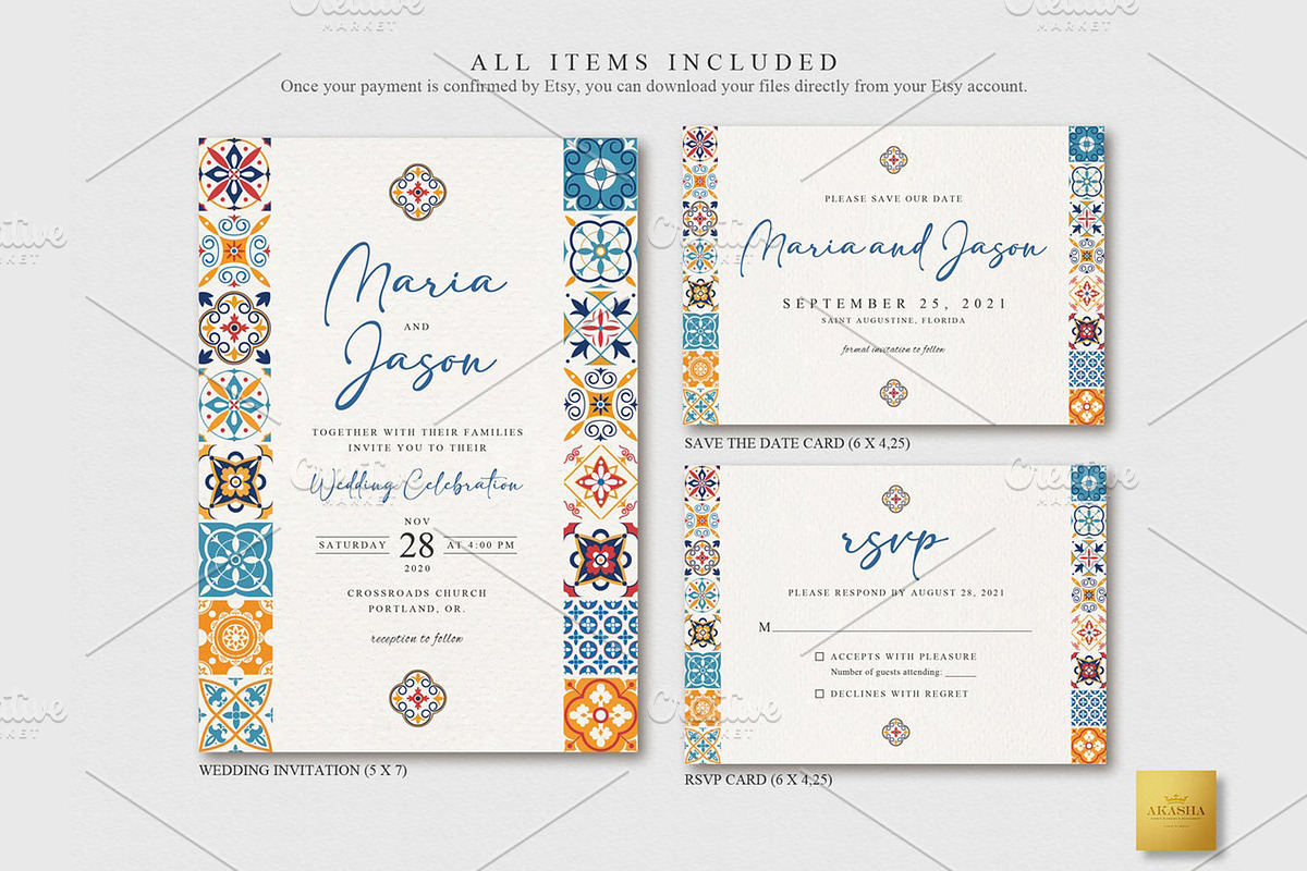Mexican Wedding Bundle | CANVA, a Stationery Template by Creative Market (Photo 2 of 8)