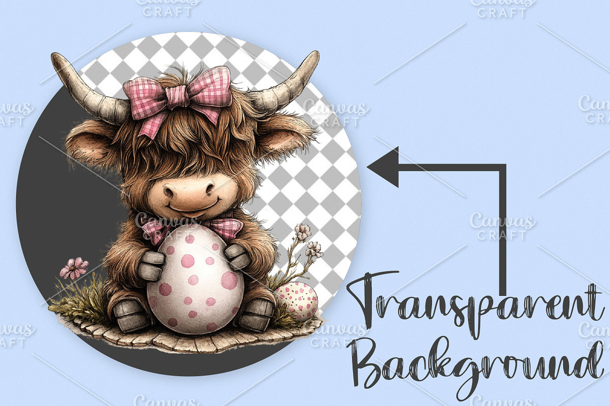 Easter Highland Cow Clipart Bundle, an Illustration by Canvas Craft (Photo 2 of 6)