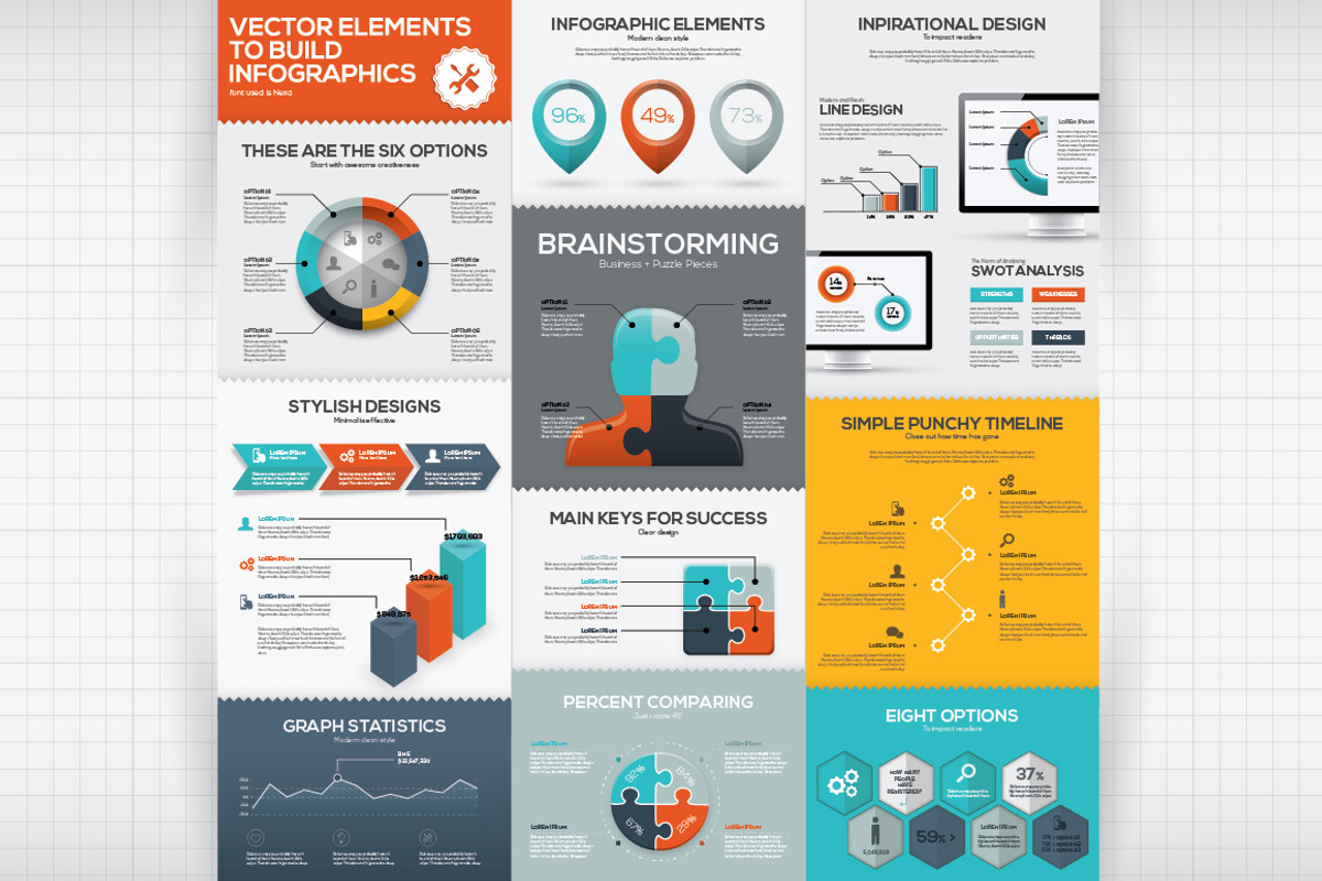 Vector Elements to Build Infographic, a Work Illustration by Infographic Template Shop (Photo 1 of 2)