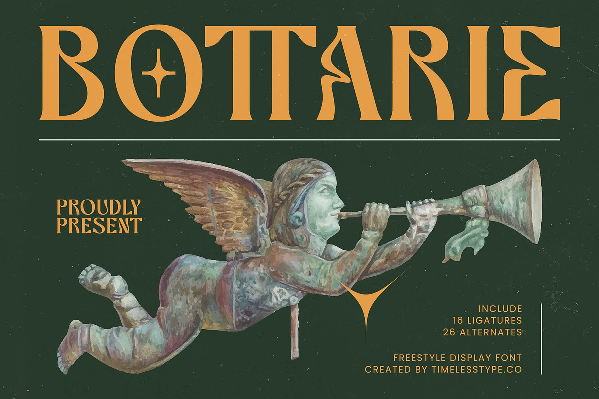 Bottarie Freestyle Display Font, a Serif Font by timelesstype.co (Photo 1 of 20)