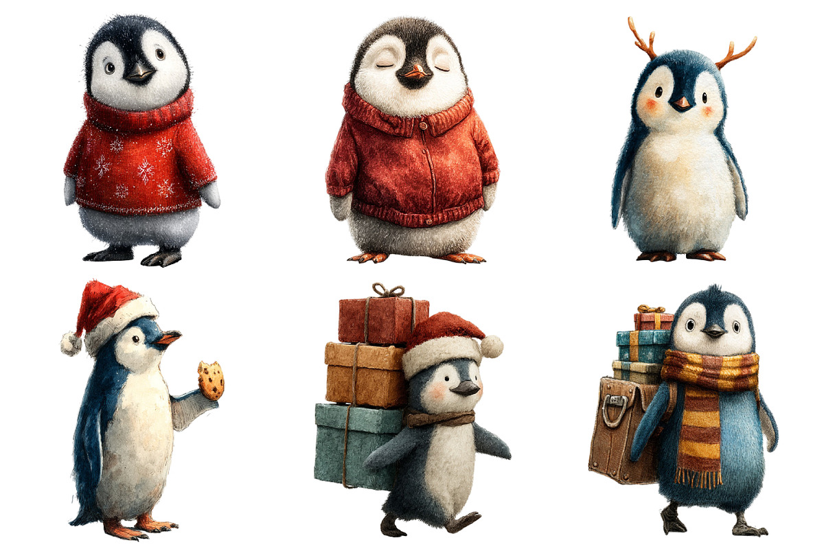 Christmas Penguin Clipart, an Illustration by Daily.Designs (Photo 4 of 5)