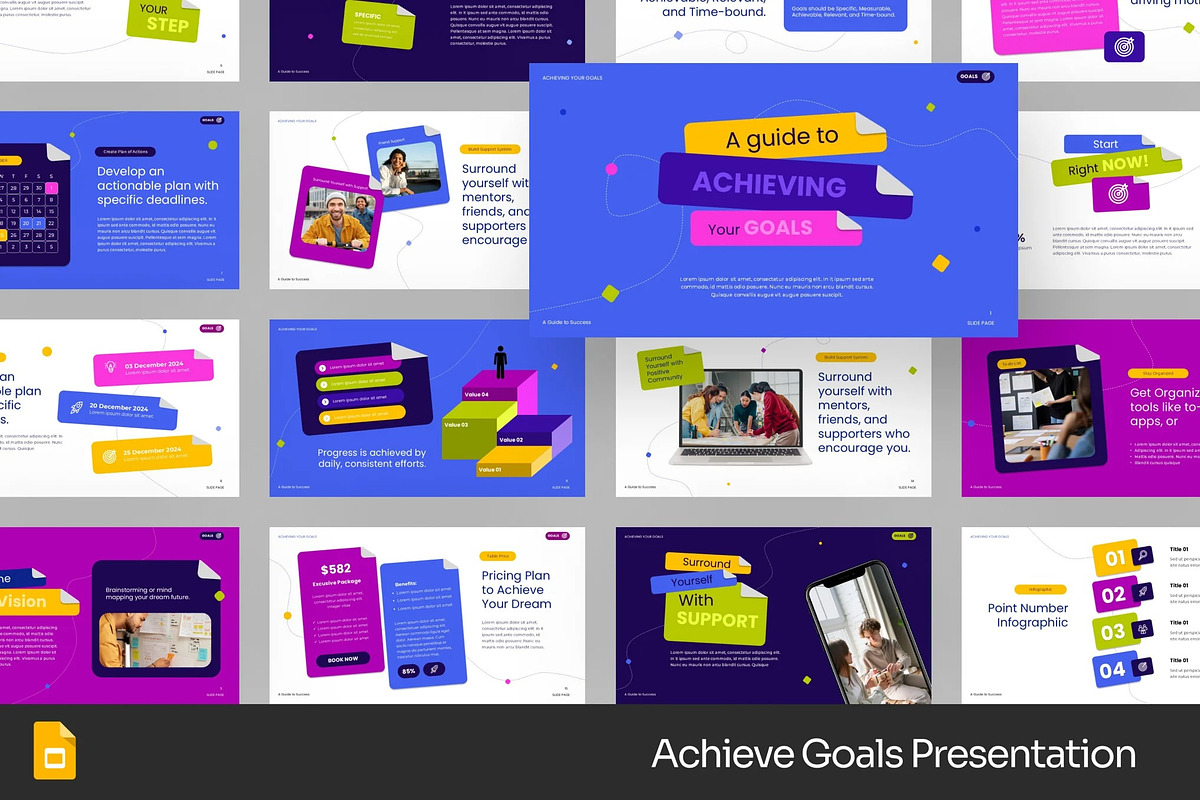 Goals Target Google Slides, Powerpoint