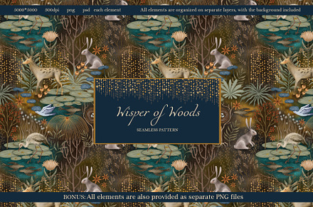 Whisper of the Woods Pattern, a Wallpaper Graphic by Kattypainting