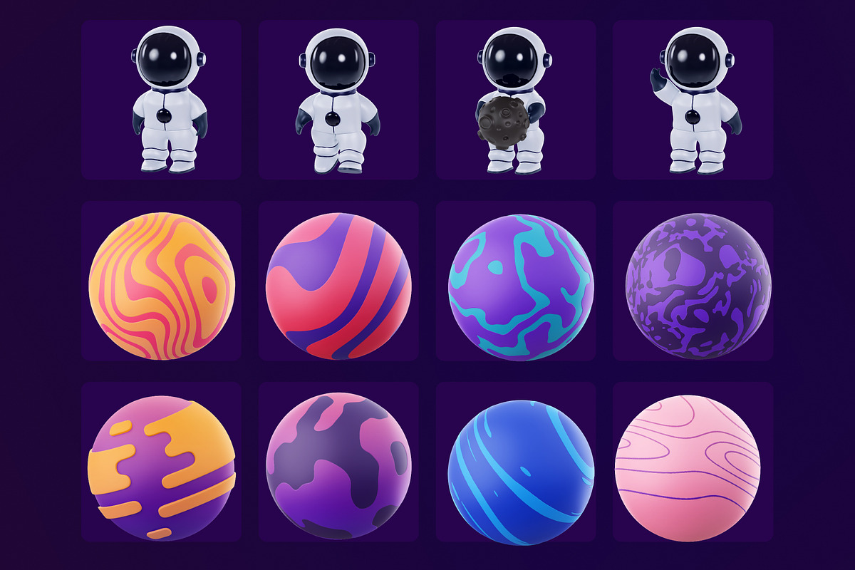 3D space icon pack, a Templates & Theme by Dope Design (Photo 7 of 9)