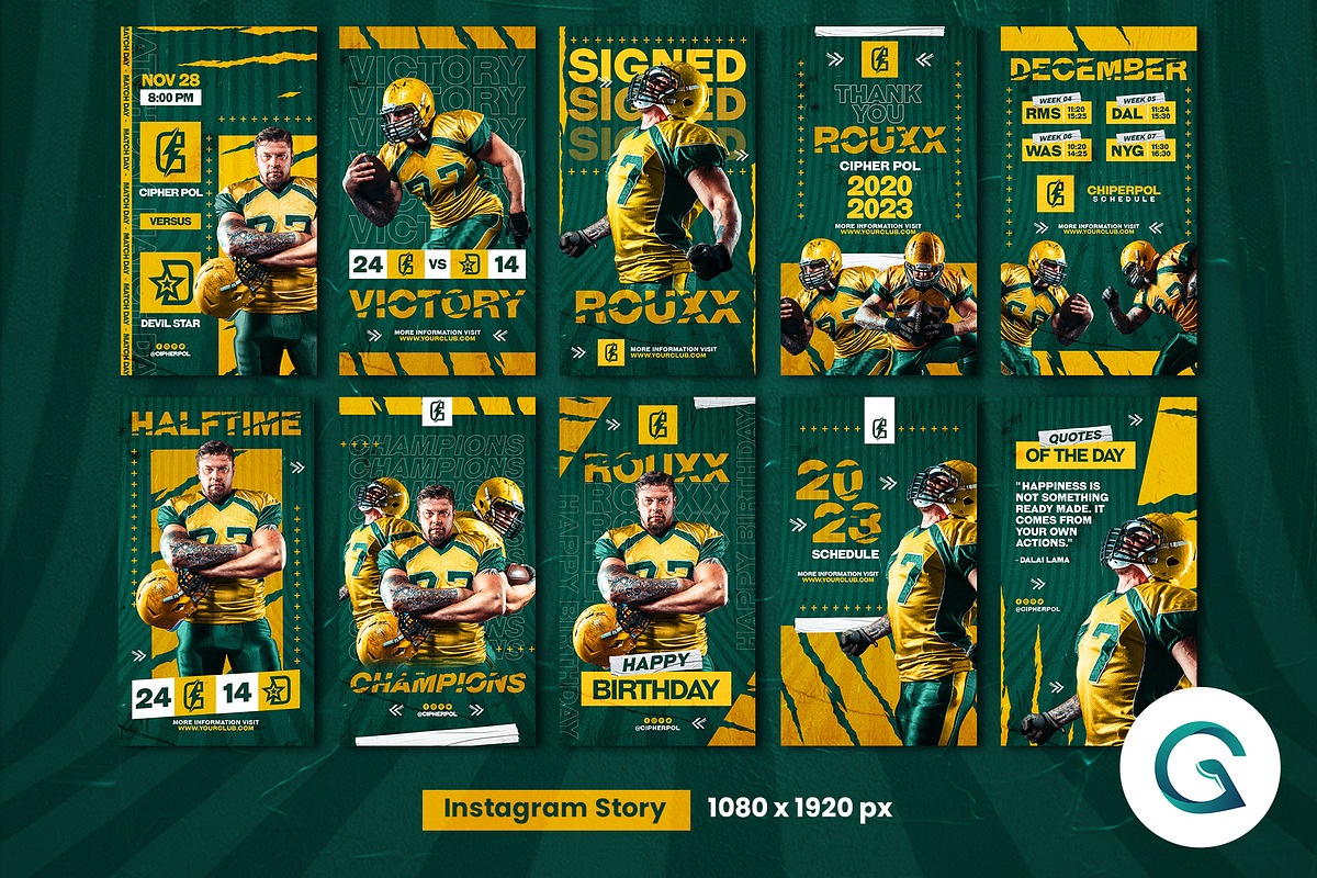 American Football Social Media Pack, a Social Media Template by Geelator Studio (Photo 3 of 5)