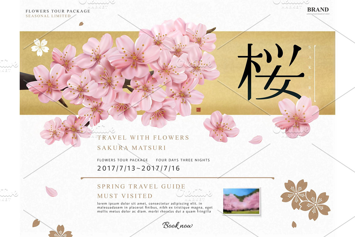 Cherry blossom tour ad, a Landing Page Template by TotallypicRF