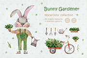 Gardening tools illustration. Bunny, a Decorative Illustration by Anna Kopylova (Thumbnail 1 of 8)
