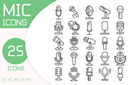 Mic Icons Set, an Outline Icon by Designfour (Thumbnail 1 of 7)